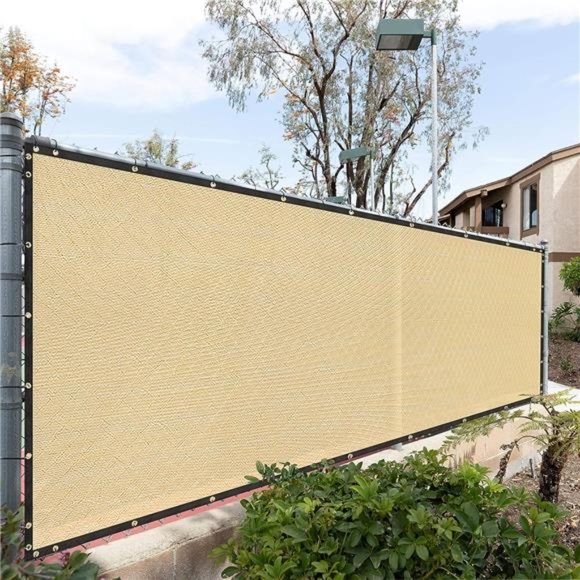 3' x 10' Beige Fence Privacy Screen Windscreen Cover Netting Mesh Fabric Cloth - Picture 1 of 6